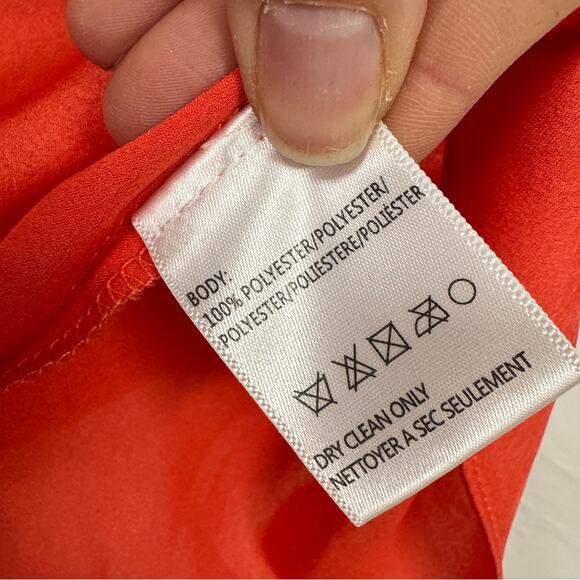 Harlyn Orange Scalloped Satin Camisole Tank Top Womens XS Capsule Wardrobe Basic - Picture 3 of 9